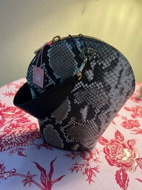 CAbi Black & Gray Snake-Print Dome Handbag